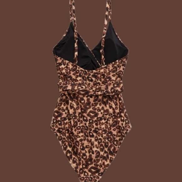 Aerie Reel Good Animal Print Wrap Swimsuit. Size Medium Long. - Picture 2 of 3
